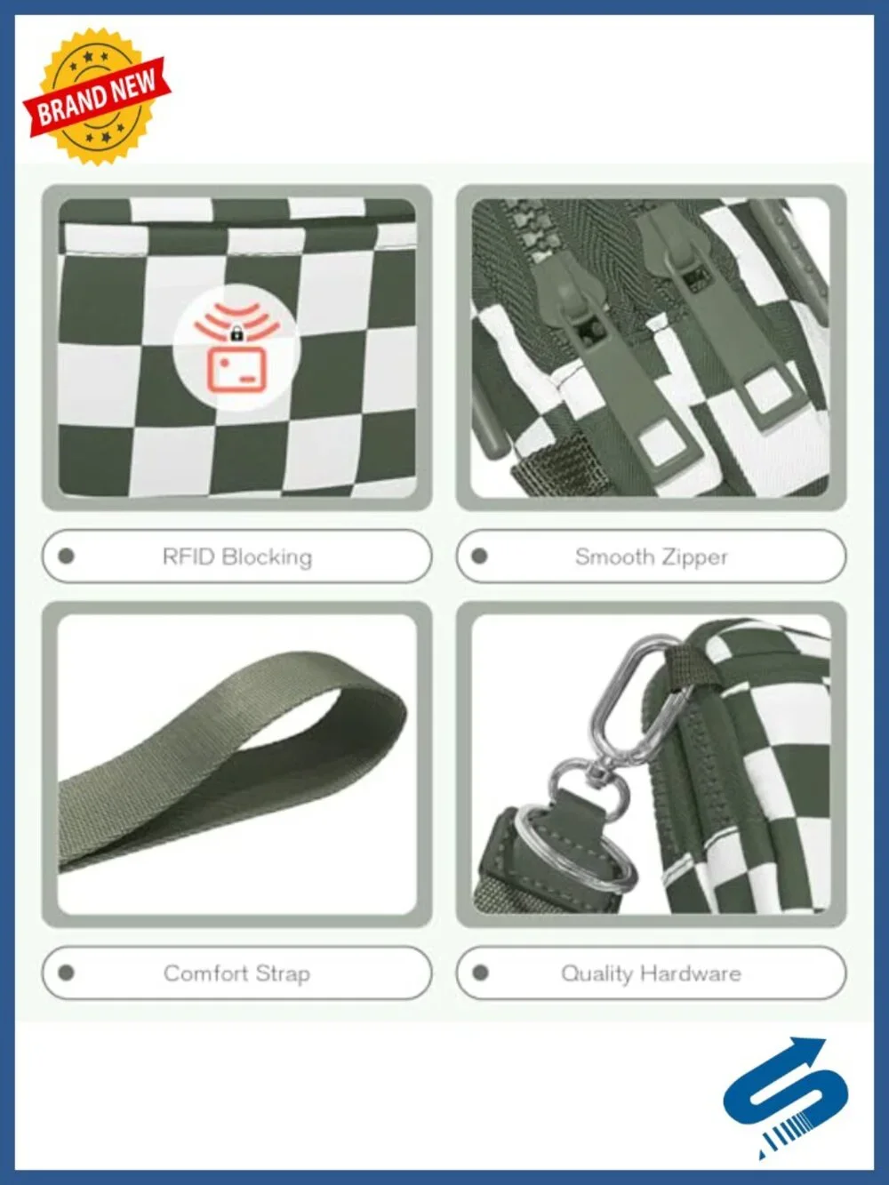RFID Blocking Nylon Wristlet Wallet Crossbody Convertible